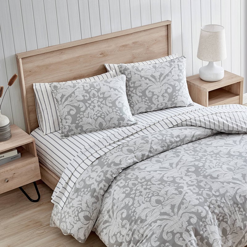 Stone Cottage - King Duvet Cover Set, Reversible Cotton Sateen Bedding with Matching Shams, Ideal Bedding Set (Camden Grey, King) - Image 3